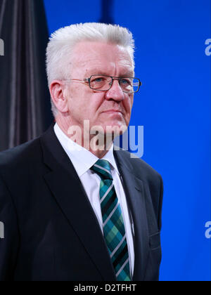 La cancelleria di Berlino, Germania. Il 1 febbraio 2013. Il primo ministro odf Baden-Württemberg, Winfried Kretschmann (Verdi). Foto Stock