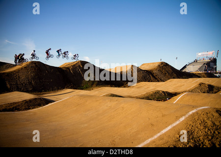 Bmx gara su pista a olypics park london Foto Stock