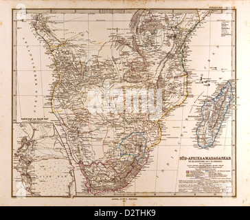 Sud Africa Madagascar Mappa Gotha Justus Perthes Foto Stock