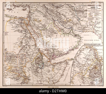 Saudita Nord Africa Orientale Mappa Gotha Justus Perthes Foto Stock