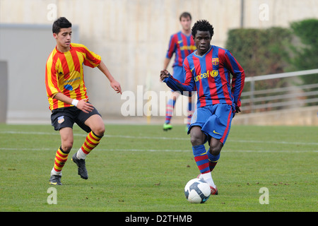 Barcellona, Spagna - Jan 24: Bacary Mendes gioca con F.C Barcellona squadra giovanile contro Sant Andreu. 2010. Foto Stock