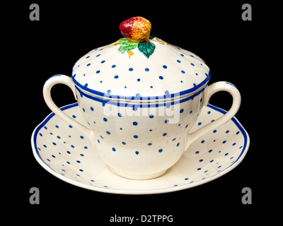 1930 Copeland Spode 'Polka Dot" coperti bere cioccolata tazza e piattino Foto Stock