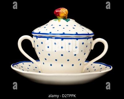 1930 Copeland Spode 'Polka Dot" coperti bere cioccolata tazza e piattino Foto Stock