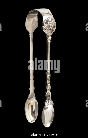 Antiquariato solido Vittoriano Sterling Silver pinze da zucchero, distingueranno Londra 1896 Foto Stock