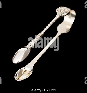 Antiquariato solido Vittoriano Sterling Silver pinze da zucchero, distingueranno Londra 1896 Foto Stock