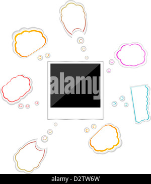 Polaroid telai e svuotare il cloud isolato su bianco Foto Stock