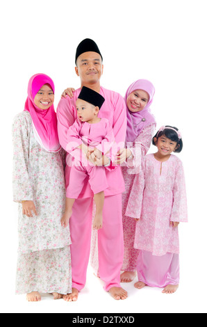 Famiglia malese durante hari raya Foto Stock