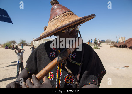 Musicista a music festival in Timbuktu, Mali Foto Stock