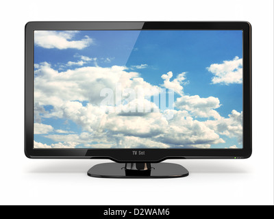 TV ad alta definizione con il cloud sky sullo schermo. 3d Foto Stock