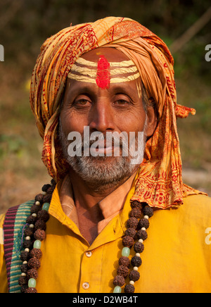 Sadhu (uomini santi) presso il tempio di Pashupatinath a Kathmandu, Nepal. Foto Stock