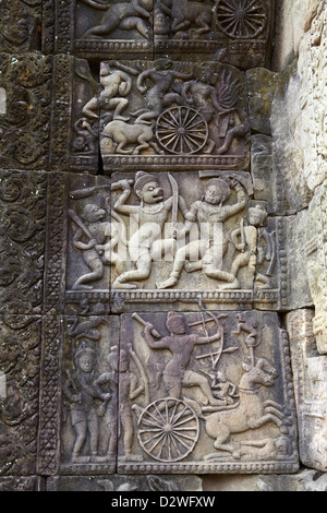 Dettaglio sulla parete del tempio Baphuon, Angkor Thom, Cambogia, Asia Foto Stock