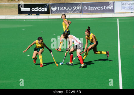 Investec International Ladies Hockey a Hartleyvale Stadium Città del Capo Sud Africa azione durante il Sud Africa v Inghilterra Foto Stock