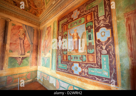 Rinascimento interni decorazioni parietali di Villa D'Este, Tivoli, Italia Foto Stock