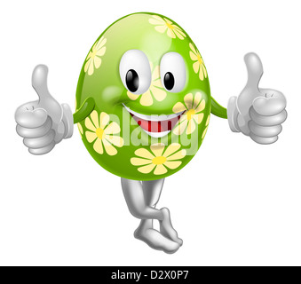 Felice Pasqua carattere uovo dando un pollice in alto Foto Stock