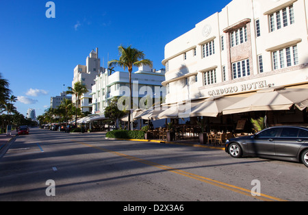 Ocean Drive e South Beach, Miami Beach, Stati Uniti d'America Foto Stock