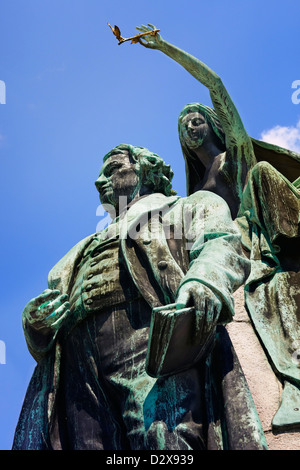 Statua di Sloven poeta France Preseren al Preseren Square, Lubiana, Slovenia Foto Stock