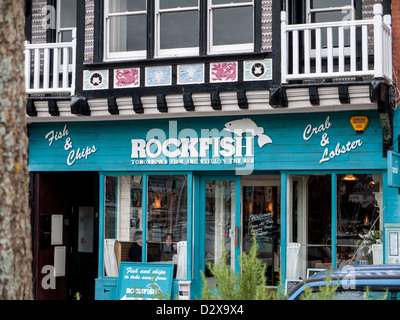 Pesce pesce e Chip Shop, Dartmouth, Devon, Regno Unito. Foto Stock