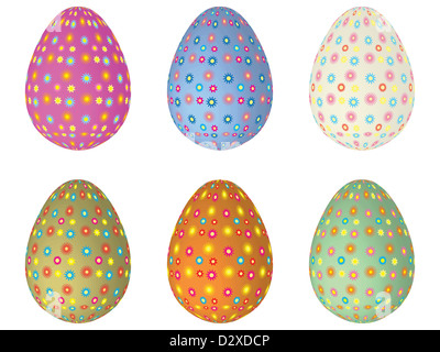 Set di Pasqua uova dipinte con motivo floreale Foto Stock
