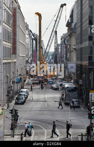 Berlino, Germania, il sito per la stazione della metropolitana di Friedrichstrasse Foto Stock