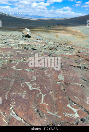 Gli antichi disegni sulle rocce Foto Stock