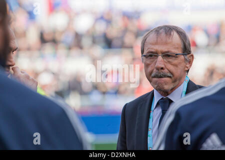 Febbraio 3rd. 2013. Roma, Italia. Sei Nazioni di rugby. Italia vs Francia. Italia allenatore della squadra di Jacques Brunel. Foto Stock