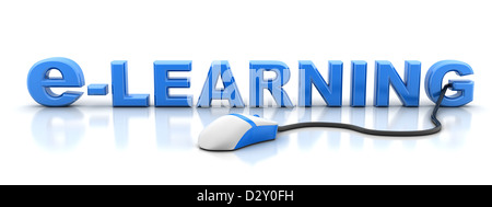 E-learnning e mouse (fatto in 3d) Foto Stock