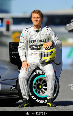 4° febbraio 2013. Motorsport, la Mercedes GP presenta il W04 gara di Formula Uno auto sul Circuito de Velocidad a Jerez de la Frontera, Spagna ------- Nico Rosberg (GER) Foto Stock