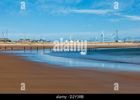 Blyth spiaggia sabbiosa a bassa marea, Northumberland, Regno Unito Foto Stock