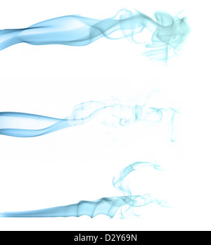 Set di Trail di fumo su sfondo bianco Foto Stock