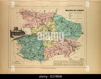 Mappa di Maine et Loire Francia Foto Stock