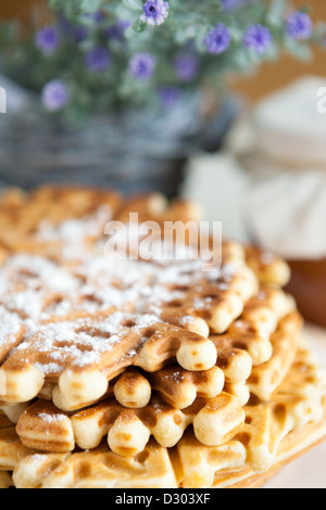 Frittelle dolci di zucchero a velo, primo piano Foto Stock