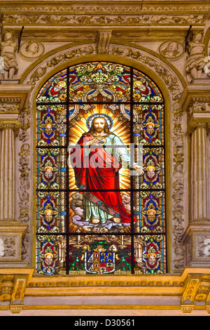 Vetrata nel Mezquita, Cattedrale moschea di Cordova, Andalusia, Spagna Foto Stock