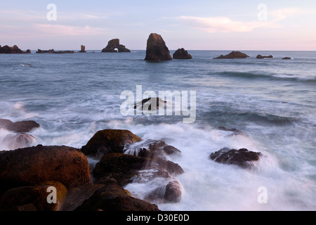 O00929-00...OREGON - pompaggio surf al punto indiano in Ecola State Park vicino a Cannon Beach. Foto Stock