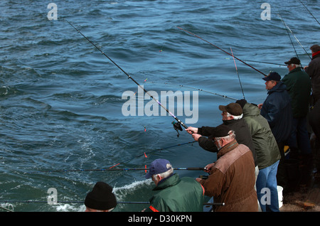 Wismar, Germania, uomini in un gioco grande di pesca nel Mar Baltico Foto Stock