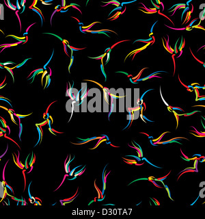 Stilizzata colibrì, sfondo senza giunture Foto Stock