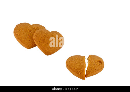 Una immagine tre torte in forma cuori Foto Stock