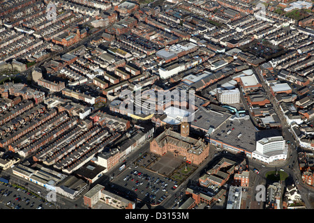 Vista aerea di Barrow-in-Furness Town Center, Cumbria Foto Stock