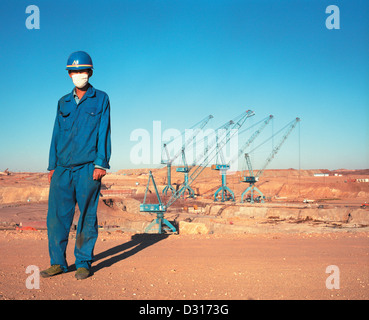Lavoratori cinesi in Sudan, Merowe Dam. Foto Stock