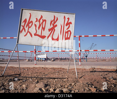 Lavoratori cinesi in Sudan, Merowe Dam. Foto Stock