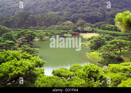 Giardino Ritsurin a Takamatsu, Prefettura di Kagawa, Giappone. Foto Stock