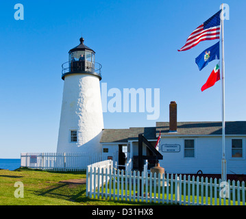 Pemaquid Point lighthouse e Museo di pescatori Pemaquid Maine USA Stati Uniti d'America Foto Stock