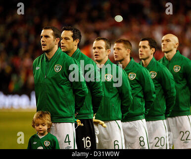 Dublino, Irlanda. Il 6 febbraio 2013. squadra irlandese fuori linea per il rep di Irlanda vs Polonia gioco giocato all'Aviva Stadium di Dublino. Credito: Michael Cullen / Alamy Live News Foto Stock