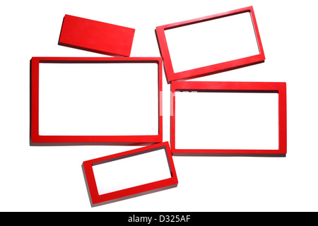 Set di red cornici foto,isolato su bianco. Foto Stock