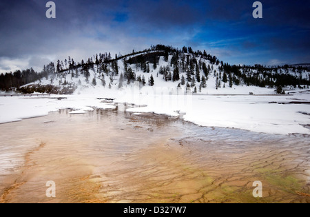 Scenery at Grand Prismatic Spring, Yellowstone National Park, United States Foto Stock