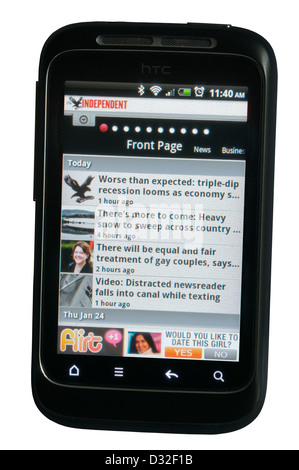 Giornale indipendente sito web app su un telefono cellulare. Foto Stock