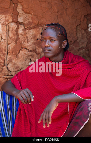 Guerriero masai, Kenya Foto Stock