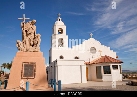 Statua di Fray Hermenegildo Francisco Garcés e san Tommaso Missione indiana in Yuma, Arizona, Stati Uniti d'America, STATI UNITI D'AMERICA Foto Stock