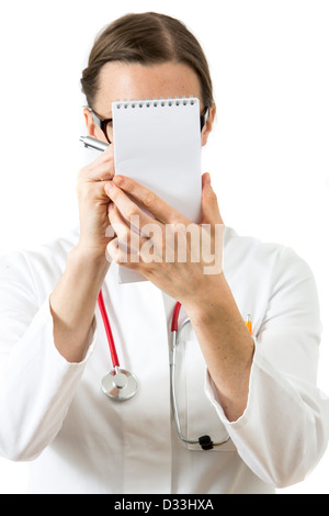 Immagine simbolica della medicina. Medico è scrivere le note. Foto Stock