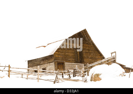 Il vecchio fienile situato nel villaggio di base nella città di Steamboat Springs Colorado. Foto Stock