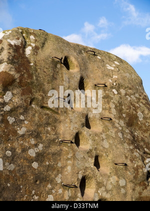 Cork pietra su Stanton Moor nel Derbyshire Peak District risalente all'età del bronzo Foto Stock